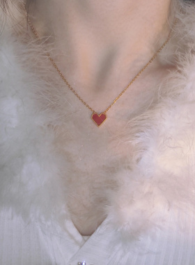 经典意蕴红爱心鸡心贝母项链