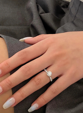 镀铂金六爪订结婚求婚仿真钻戒