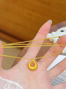 重磅自制款~太迷人了小金坨项链仿真金古法拉丝金精致高级感锁骨