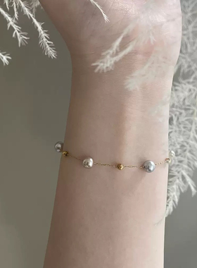 满天星灰色珍珠项链手链细腻珠光质感温柔清冷风配饰穿搭氛围感