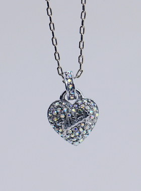 欧美爱心满钻镀金项链锁骨链