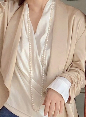 气质百搭天然珍珠项链毛衣链