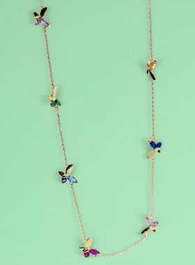 kate新款镀金蝴蝶结多坠项链