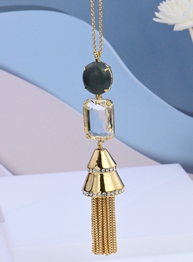 le百搭奢华流苏长款项链毛衣链