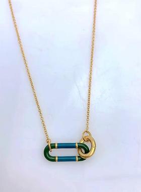 小众轻奢ks2025新款好运幸运双环素金哑光金简约个性百搭短款项链