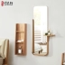 Amoy Xuan gương trang trí gương tường gương gỗ rắn khung hiện đại tối giản phòng khách Bắc Âu có thể được đặt gương phù hợp - Kính