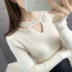 Áo sơ mi nữ mùa thu 2019 mới đan áo sơ mi nữ mùa thu và áo sơ mi đen mùa đông nữ áo len mỏng nữ - Áo / áo thun áo len cao cổ Áo / áo thun