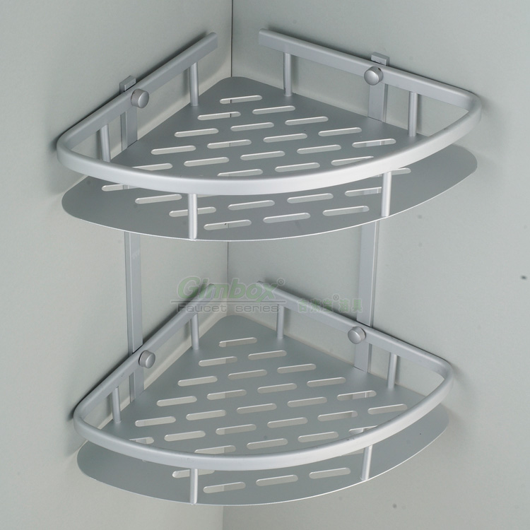 新品 吉米宝卫浴 浴室厨房挂件 太空铝板 全实心双二层转角置物架