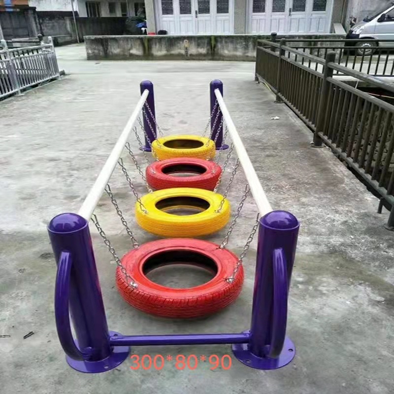 幼儿园平衡木儿童荡桥独木桥彩色晃动铁链儿童户外运动训练器材 - 图0