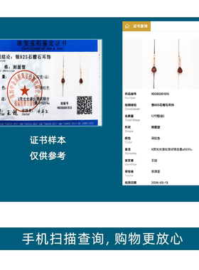 天然石榴石925银耳环女小众高级感简约水滴轻奢送证书生日礼物