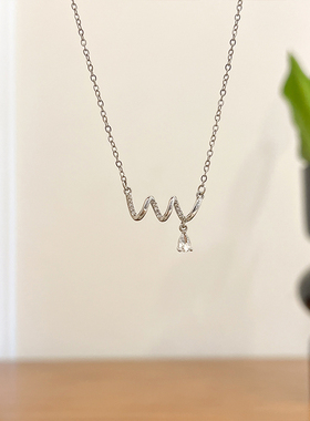 银色波浪吊坠项链女冷淡风高级感