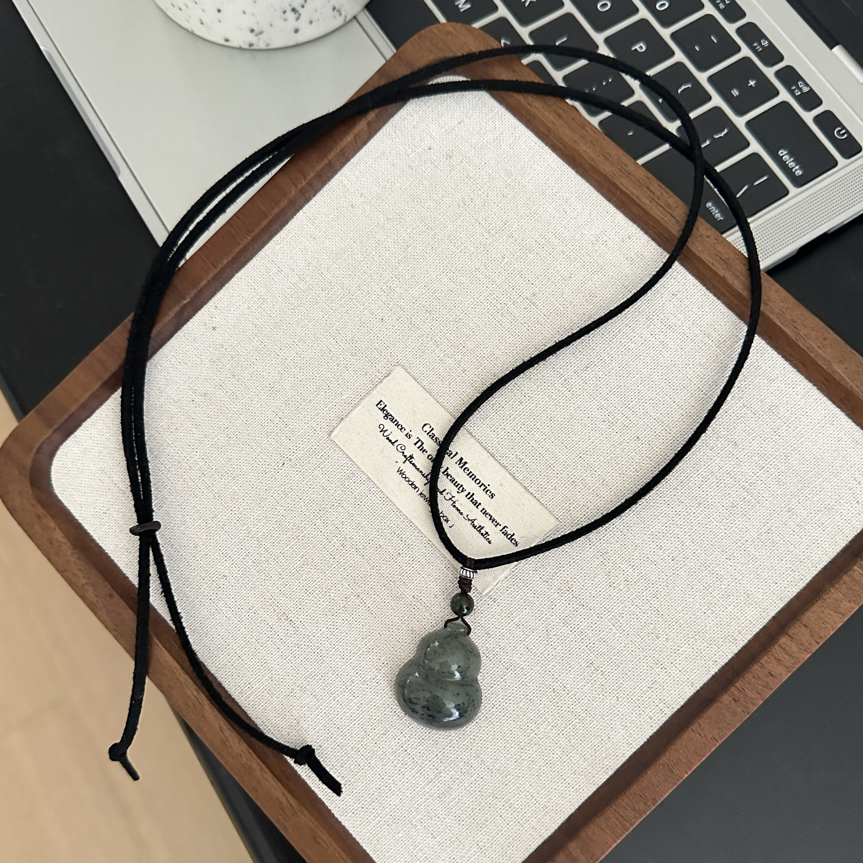 MISS JOJO原创设计时尚简约百搭气质女绿葫芦黑绳银项链 3960,淘宝优惠券,粉丝福利购,淘宝优惠卷