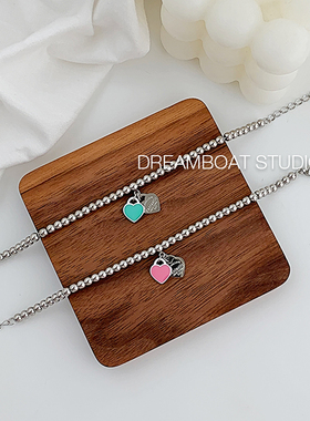 桃心转运珠欧美风钛钢不褪色手串