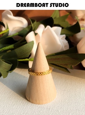 钛钢18k金ins磨砂欧美风戒指环