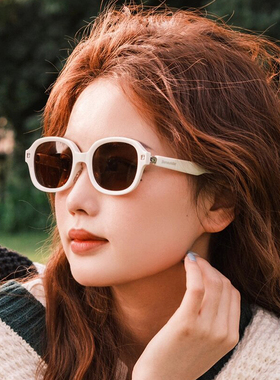 复古偏光白色椭圆框女折叠墨镜
