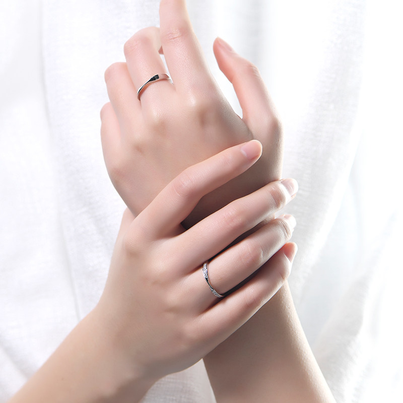 莫比乌斯环999纯银一对男女款对戒 黛茗戒指/指环