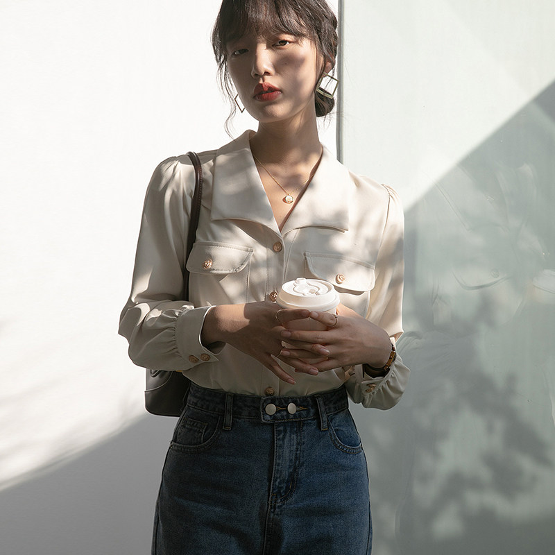 秋装2021年新款法式复古高级感衬衫 原水衬衫