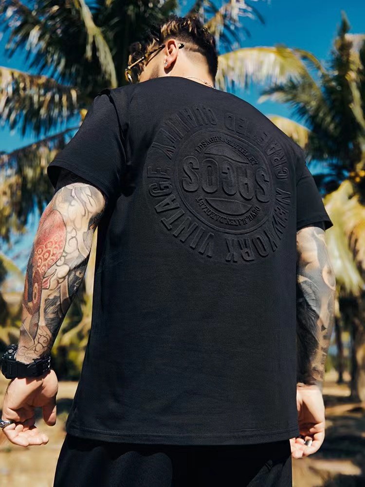 呆胖大码工作室男装夏季短袖t恤宽松胖子加大加肥压花男士上衣服,淘宝优惠券,粉丝福利购,淘宝优惠卷