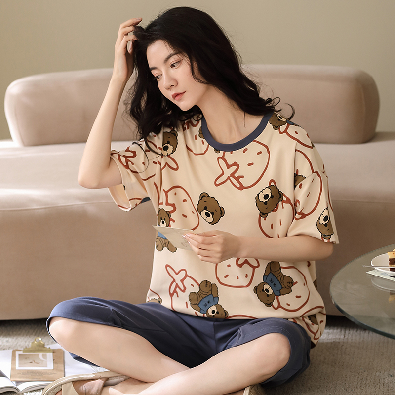 夏天短袖孕妇装纯棉七分裤产后睡衣 媛靡哺乳衣/月子服