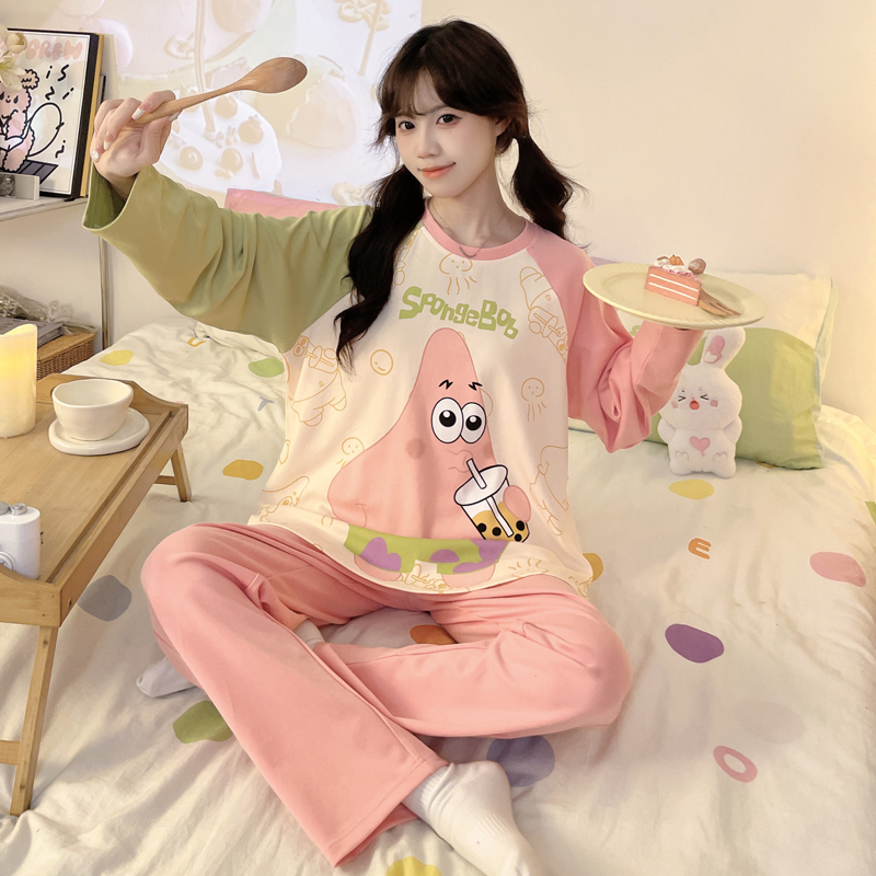 睡衣女士春秋款秋季纯棉长袖全棉比卡丘夏天空调房薄款家居服套装