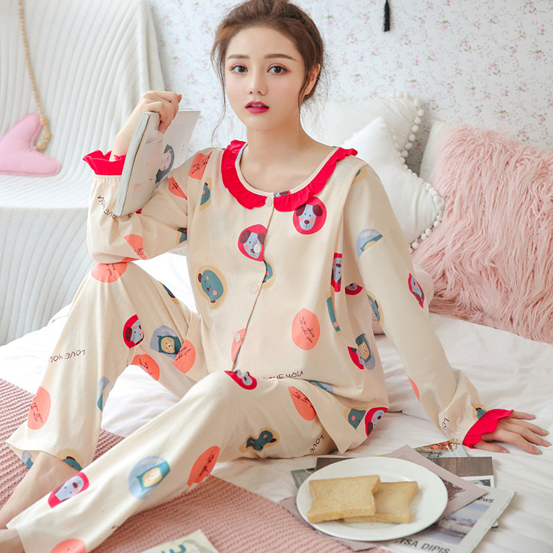 月子服春秋纯棉产后怀孕期月子睡衣 媛靡哺乳衣/月子服