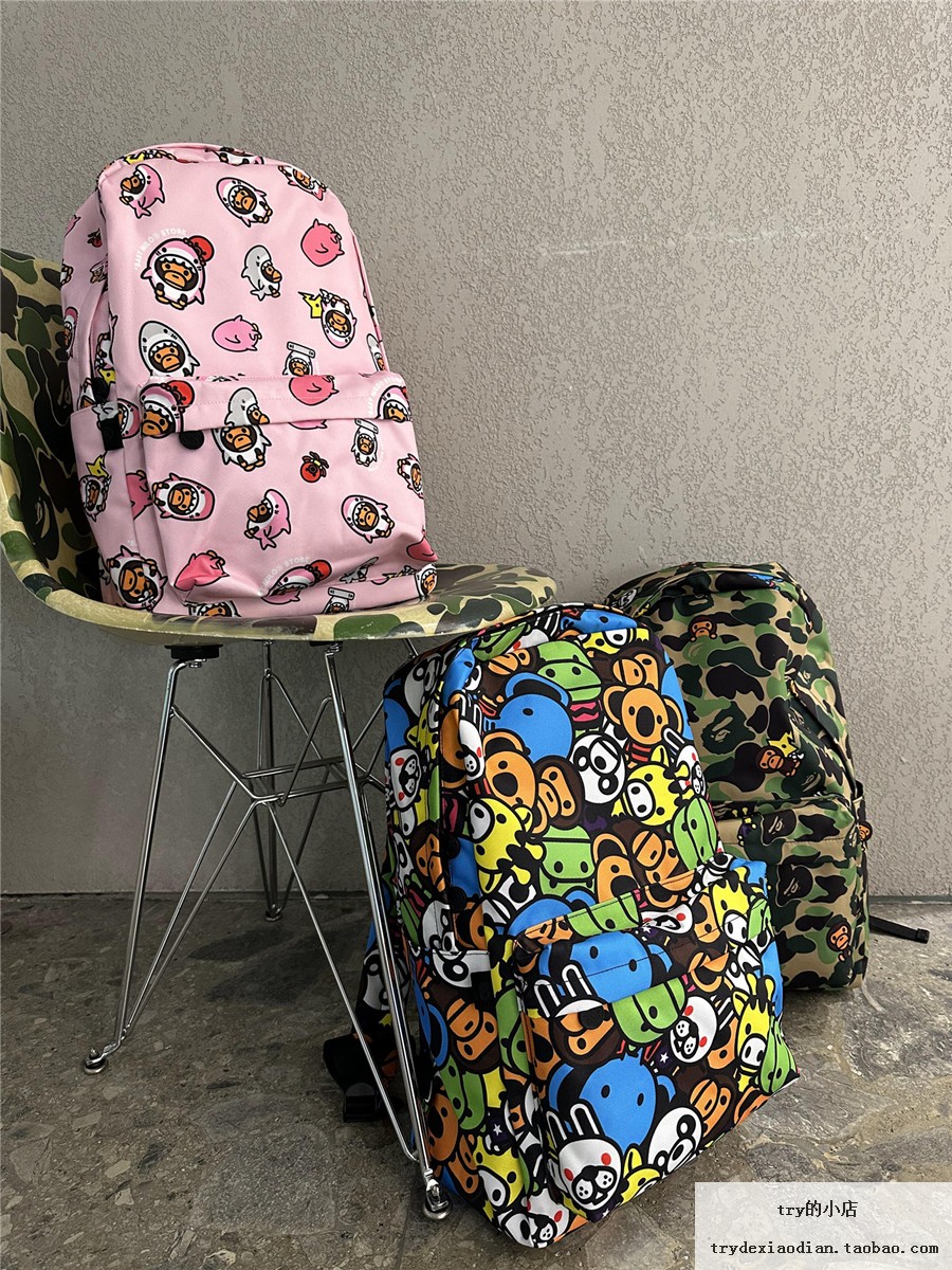 现货 BAPE BABY MILO 经典 绿迷彩小猴子 动物园 双肩包休闲卡通 - 图0