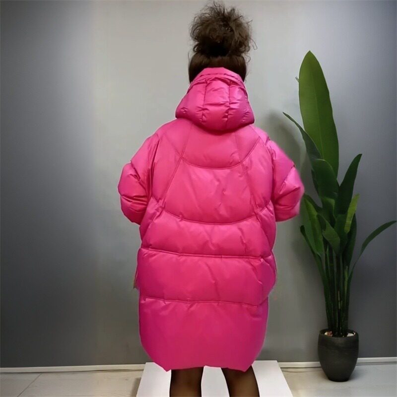 大码妈妈女装外套加厚中长款棉服连帽棉袄中老年200斤面包服棉衣