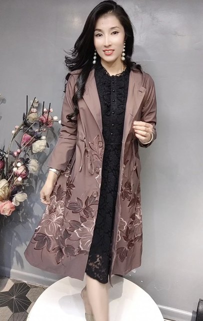 Autumn mid-length windbreaker fashion jacket