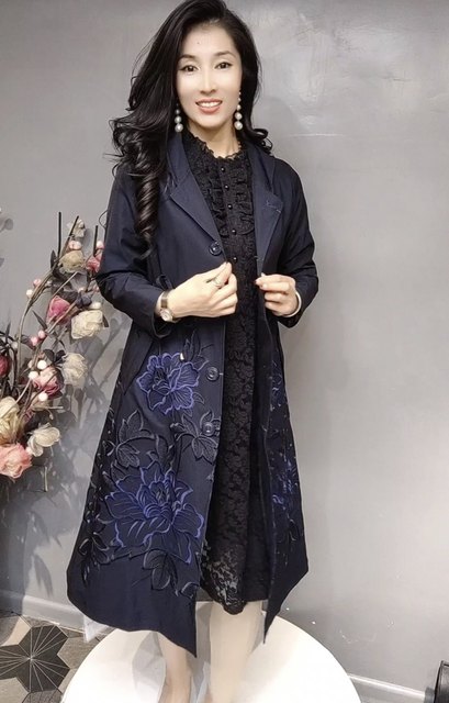 Autumn mid-length windbreaker fashion jacket