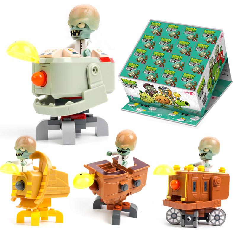 植物大战僵尸迷你BOSS总动员扭蛋盲盒拼装积木神秘埃及男孩玩具