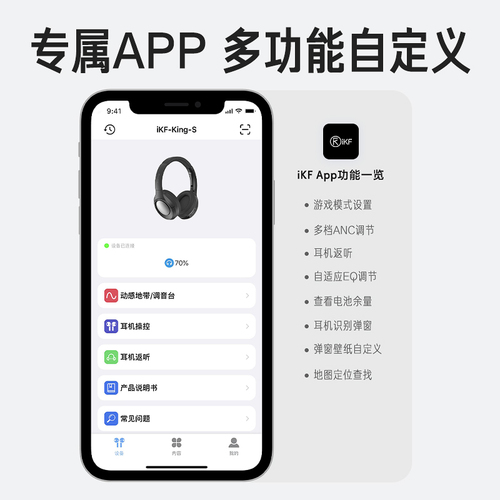 iKFKingS主动降噪ANC无线蓝牙耳机头戴式有线游戏消噪电竞复古