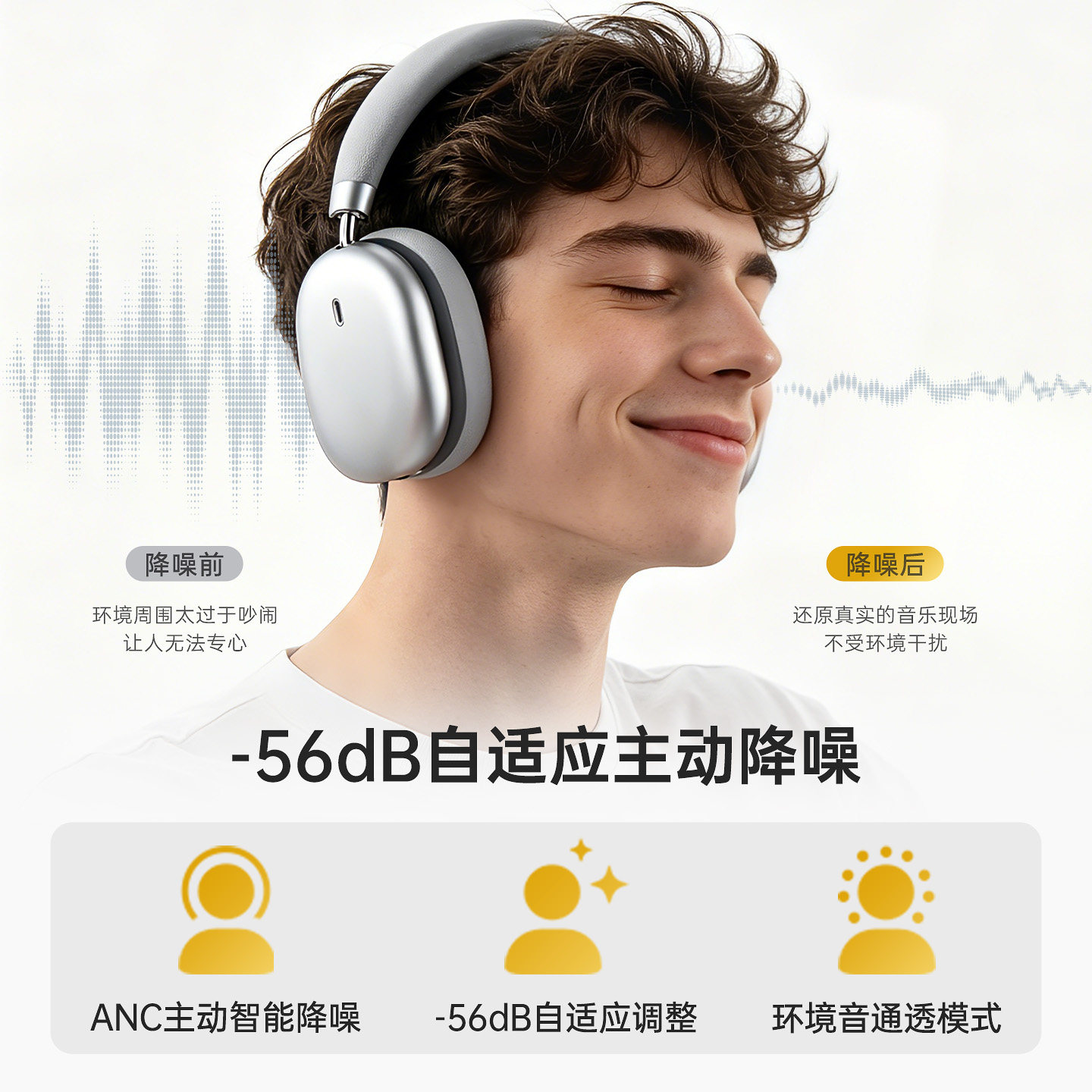 IKF Nano Active Noise Canceling Headphones Wireless Bluetooth Gaming 2026 New Soundproof Apple Max