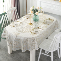 Oval table cloth anti-oil and oil-proof and anti-scalding European-style rectangular PVC table cushion simple tea table cloth