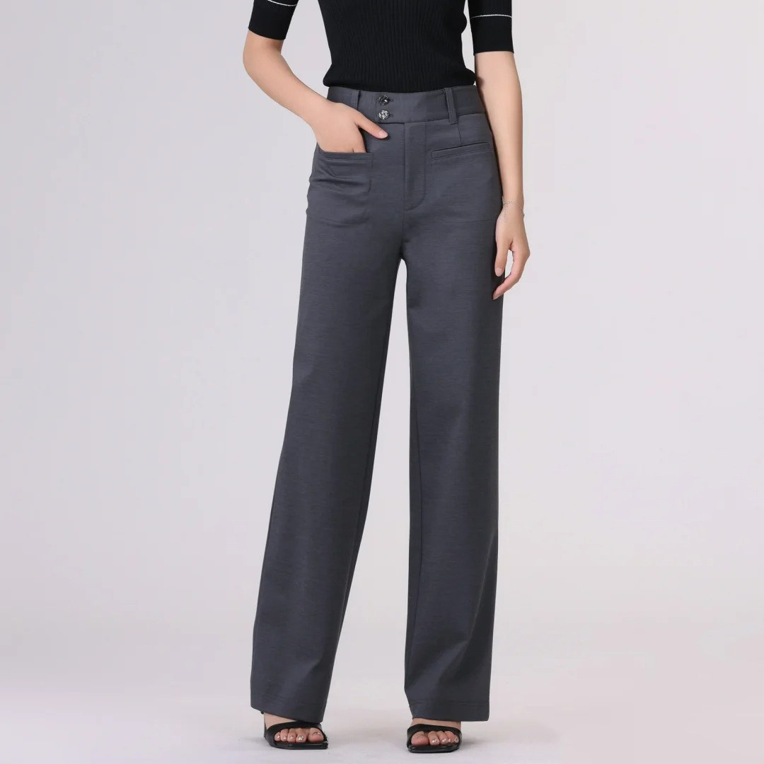 商场同款女装2025秋冬季新款百搭显瘦休闲加绒高腰直筒休闲长裤子