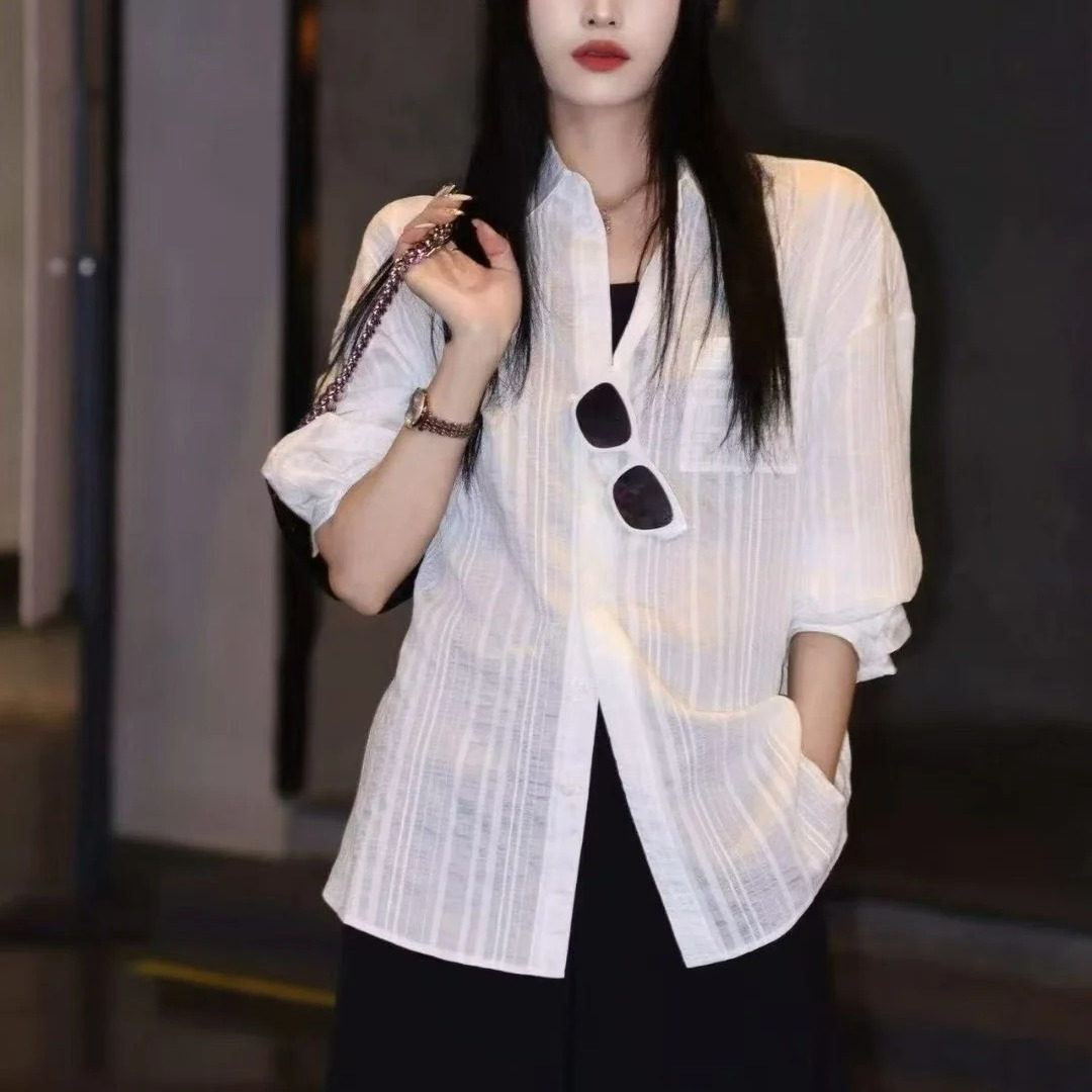 商场同款女装2025早秋新款时尚百搭宽松显瘦长袖衬衫女休闲上衣