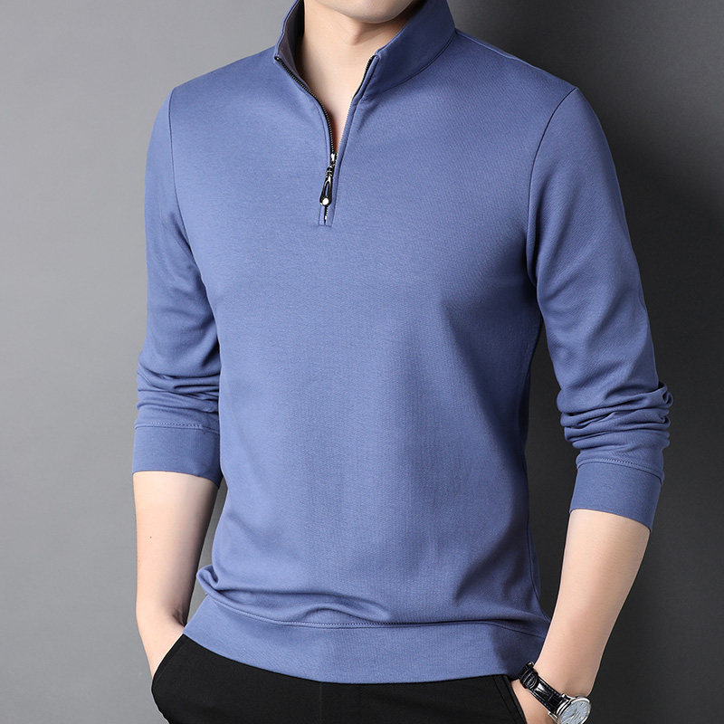 中青年长袖男士立领纯色棉薄款卫衣 天和狼T恤