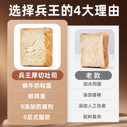 厚切牛乳吐司面包营养健康儿童早餐食品0添加糖精上班族速食整箱 - 图2