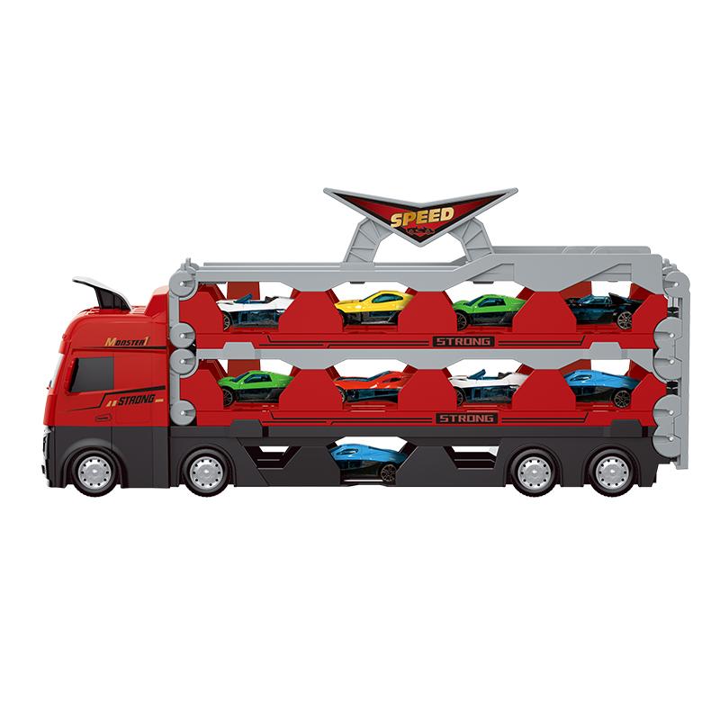 变形轨道玩具车合金弹射小汽车儿童货柜惯性卡车-图3
