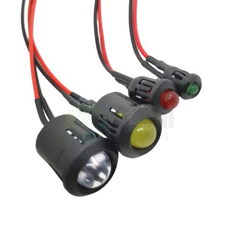 F3mm5/8/10mmLED圆头发光灯珠带线带黑色长灯套信号指示灯3V220V - 图3