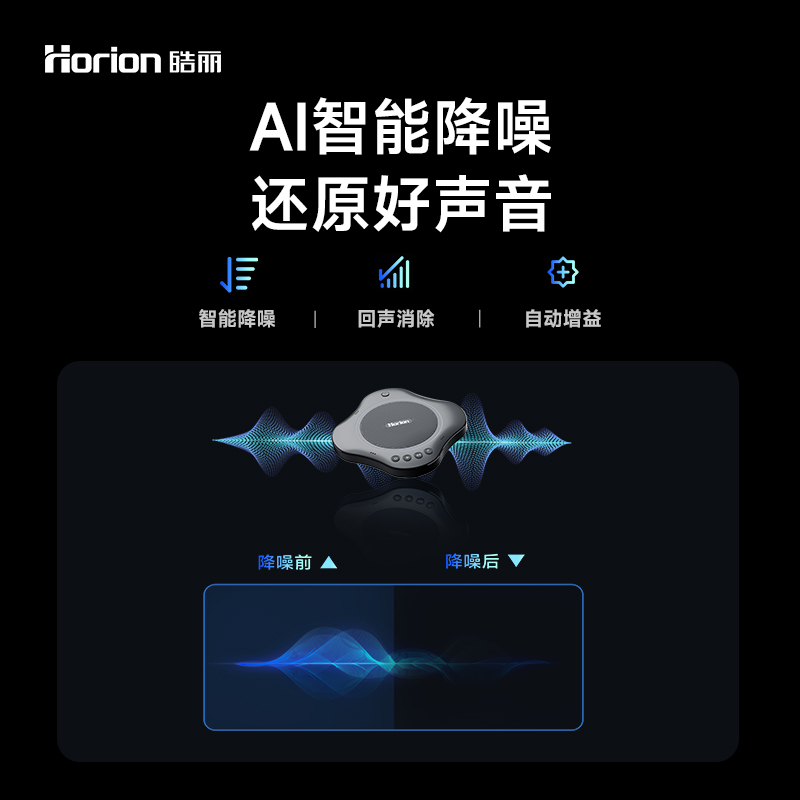 皓丽视频会议智能降噪全向麦克风360度拾音器桌面扬声器远程网络语音教学腾讯会议钉钉网课直播培训专用-图3