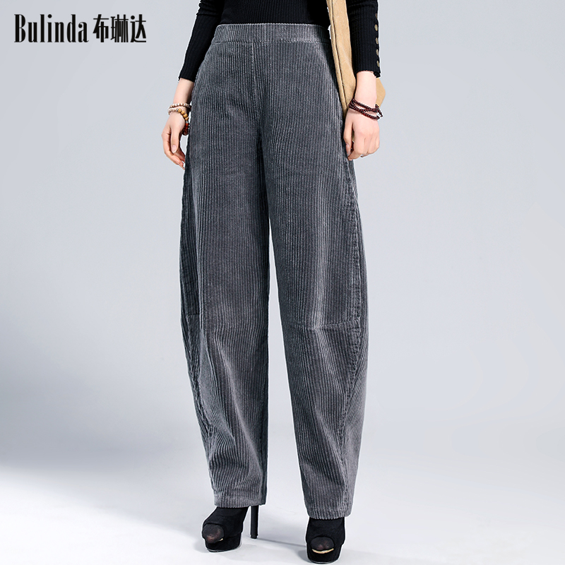 布琳达灯芯绒女裤新款秋冬宽松大码条绒休闲裤子女纯棉香蕉萝卜裤,淘宝优惠券,粉丝福利购,淘宝优惠卷