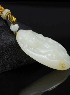 新疆 和田玉 把件 籽料 原石 手把件财神白玉手把玩男女款