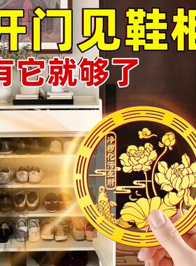 开门见鞋柜金属贴化解鲤鱼莲花图卫生间对大门净秽生财正品荷花贴