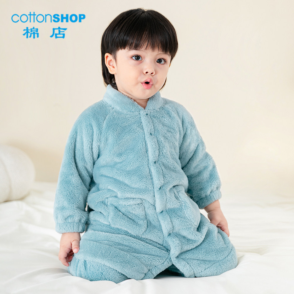 宝宝珊瑚绒睡衣套装秋冬保暖长袍家居服婴儿加长加绒加厚套装冬季,淘宝优惠券,粉丝福利购,淘宝优惠卷