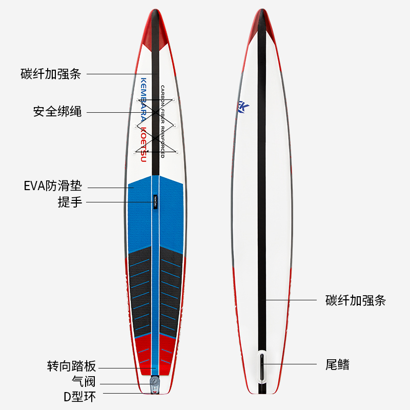 KOETSU科特苏双层碳纹机织竞速桨板水上运动冲浪板训练板充气浆板-图0