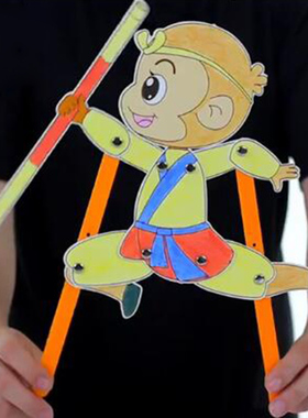 幼儿园手工制作皮影戏人物道具套装儿童diy制作材料包木人偶玩具