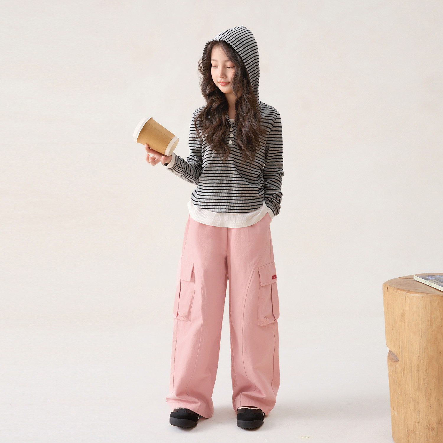 NORNOR陈大猪童装女童条纹长袖t恤假两件连帽修身儿童春装上衣女,淘宝优惠券,粉丝福利购,淘宝优惠卷