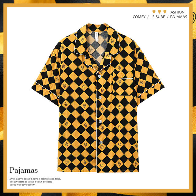 Pajamas ຜ້າຝ້າຍໄຫມດຽວເທິງຜູ້ຊາຍ 2026 ໃຫມ່ lapel ແຂນສັ້ນງ່າຍດາຍ summer ບາງເຄື່ອງນຸ່ງຫົ່ມເຮືອນຝ້າຍປອມ