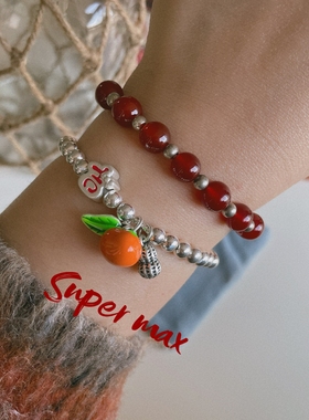 Super max原创小众纯银s925足银999大吉大利事事如意花生叠戴手链