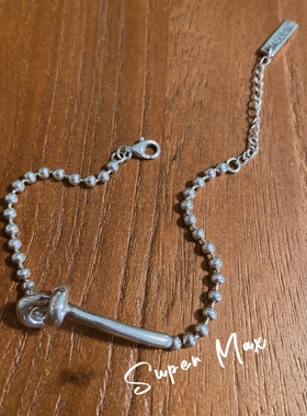 韩版重工小众设计纯银s925绳结编织银珠珠叠戴手链